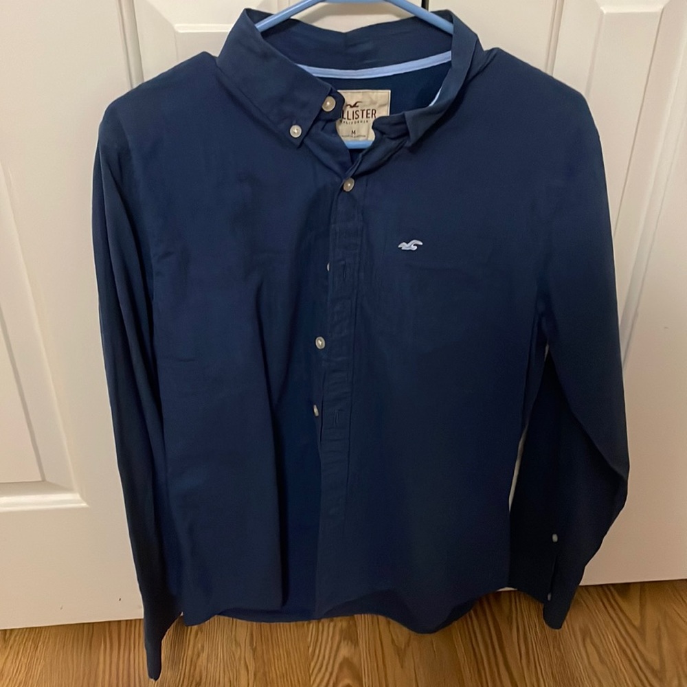 HOLLISTER BLUE CASUAL BUTTON DOWN COLLAR SHIRT SIZE M